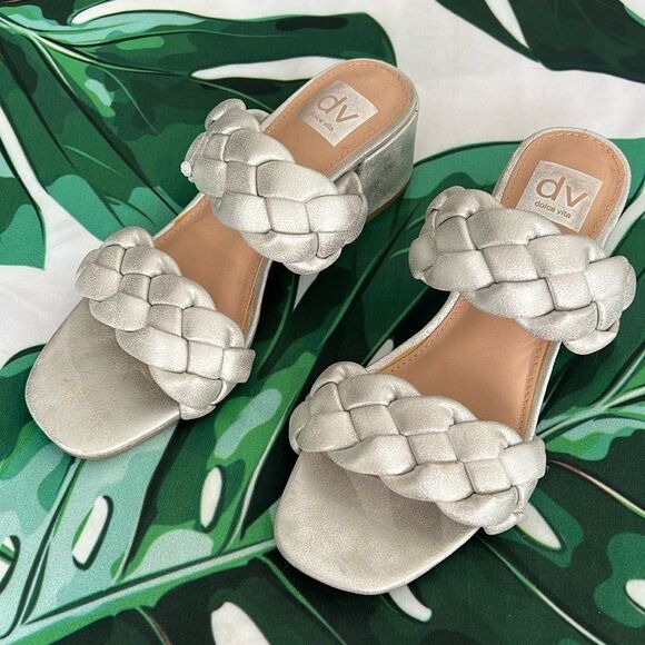 Dolce Vita silver slide, heel sandals - Picture 1 of 6